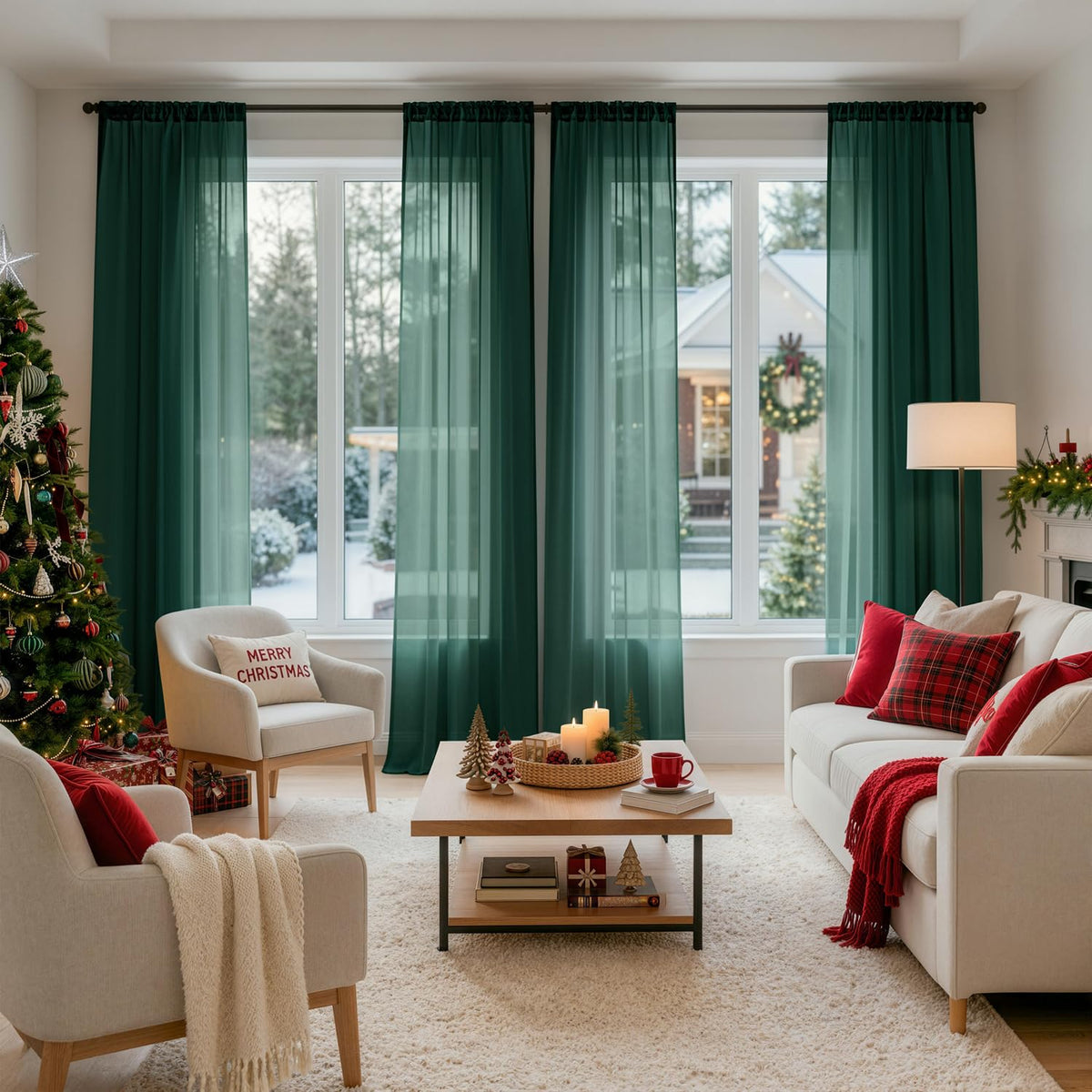 MIULEE White Sheer Curtains 84 Inches Long 4 Panels 42 x 84 Inches