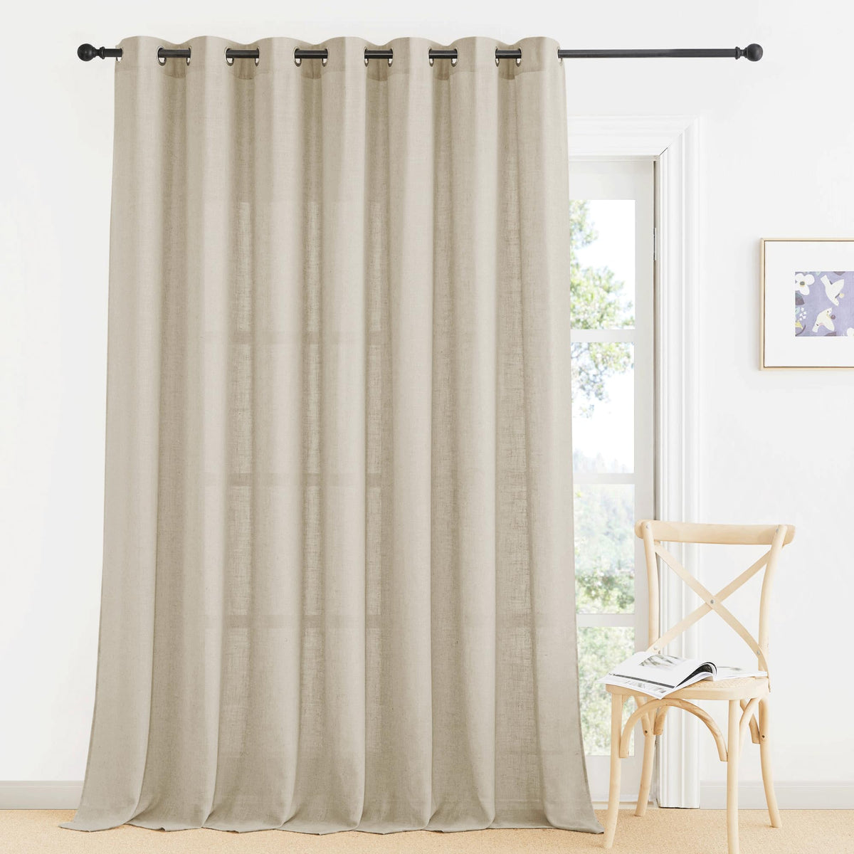 RYB HOME Sliding Patio Door Sheer Curtains, Extra Wide Room Divider Drape