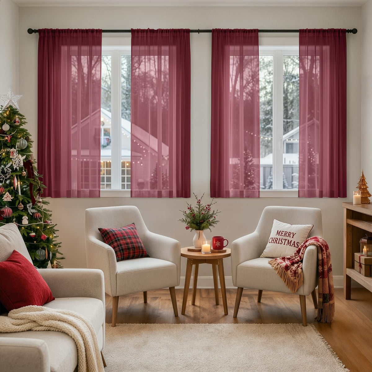 MIULEE White Sheer Curtains 84 Inches Long 4 Panels 42 x 84 Inches