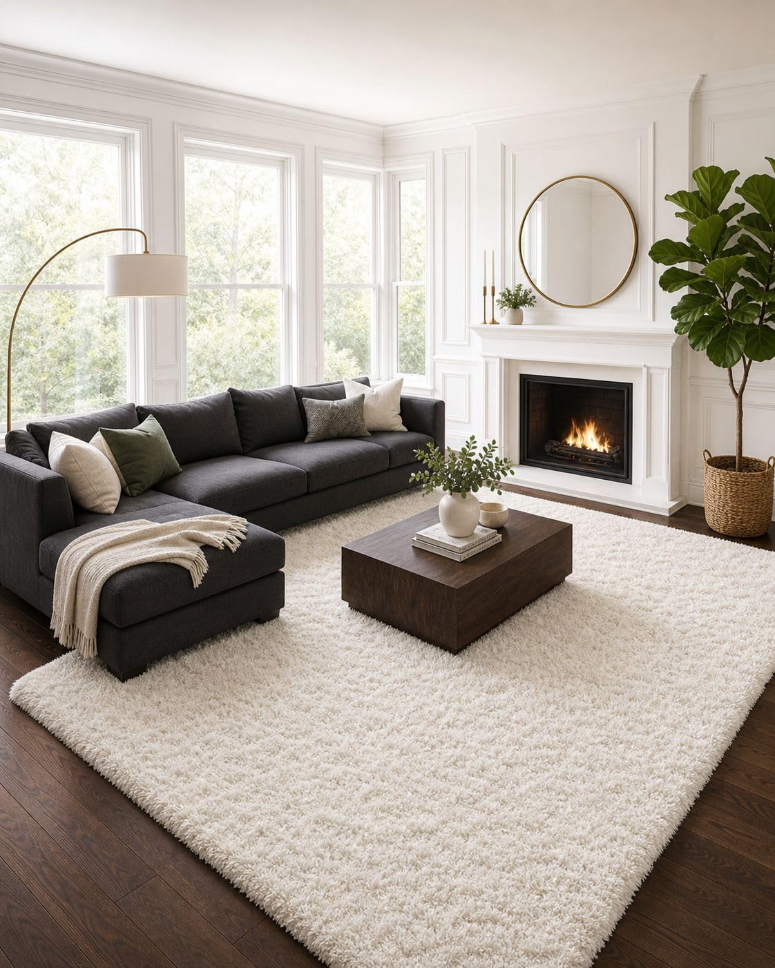 Ophanie Area Rugs for Living Room Bedroom, Washable Non-Slip Fluffy Soft Grey Shag Carpet, Indoor Floor Gray 4x6 Fuzzy Shaggy Living Room Plush Rug for Kids Home Dorm Decor Aesthetic