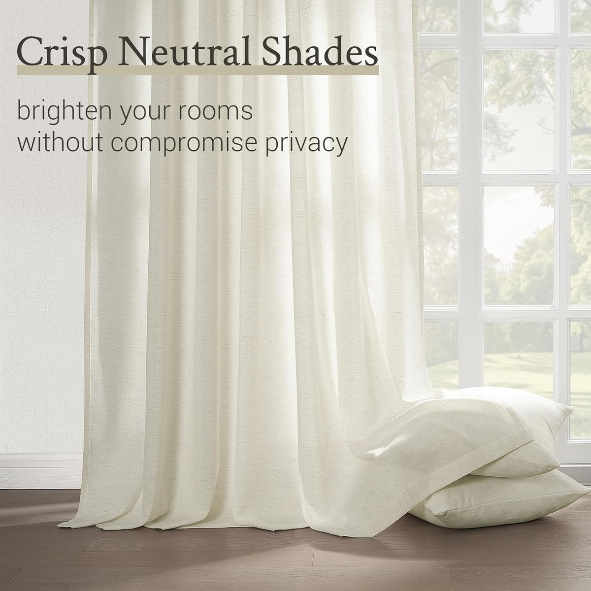 96 Inches Long Pinch Pleated Semi Sheer Curtains,Natural Linen Blended Light Filtering Window Curtains 96 Length 2 Panels for Living Room Bedroom Pinch Pleat Drapes with Hooks 2 Panels 40" Wx96 L