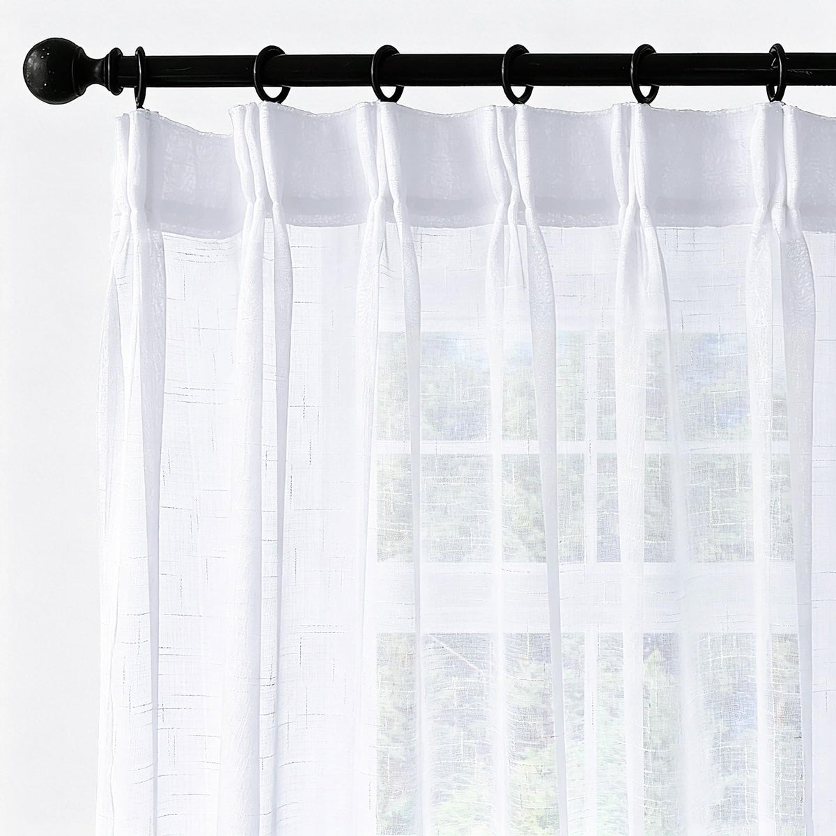 Off White Sheer Curtains 84 Inches Long Pinch Pleat Linen Textured Ceiling