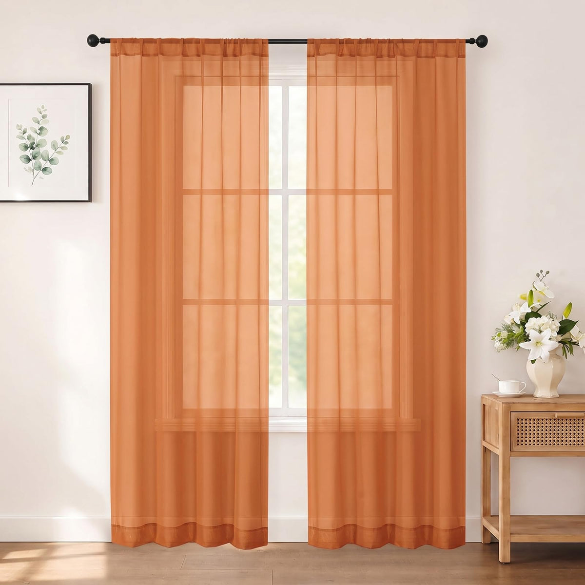 Chyhomenyc White Sheer Curtains 84 inch Long for Living Room, 2 Panels