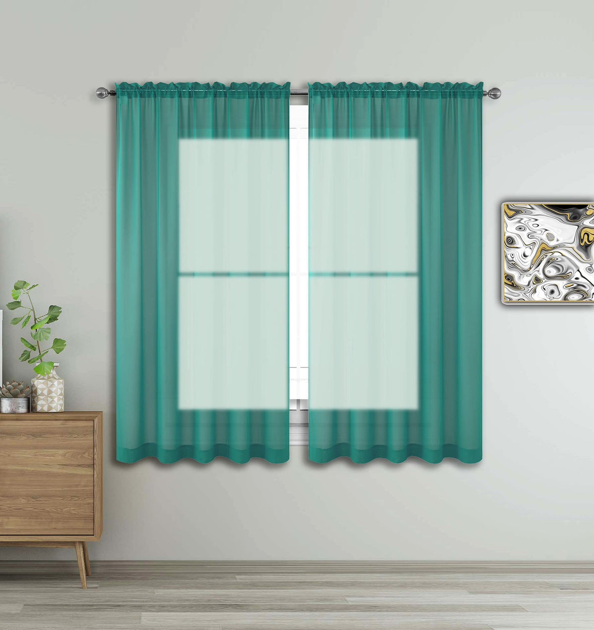 WPM Yellow Color Sheer Curtains 58" Wide x 84" Long 2 Panels Livingroom Window Treatment Rod Pocket Sheer Voile for Bedroom, Kitchen, Children Room Fully Stitched and Hemmed