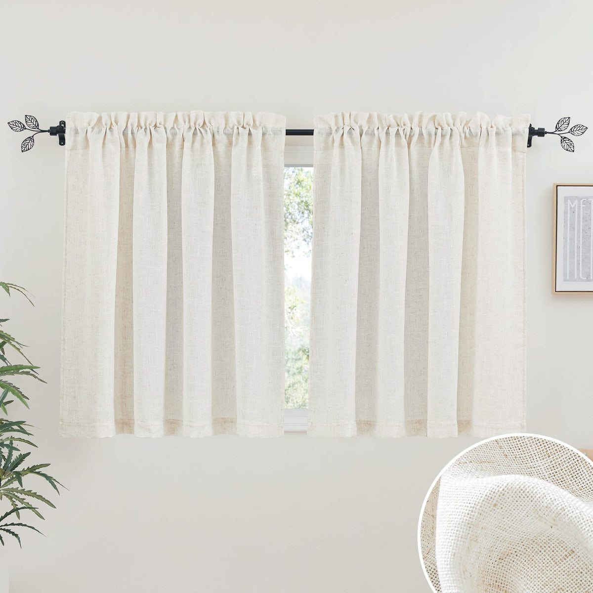 RYB HOME White Semi Sheer Curtains 84 inches Long for Living Room