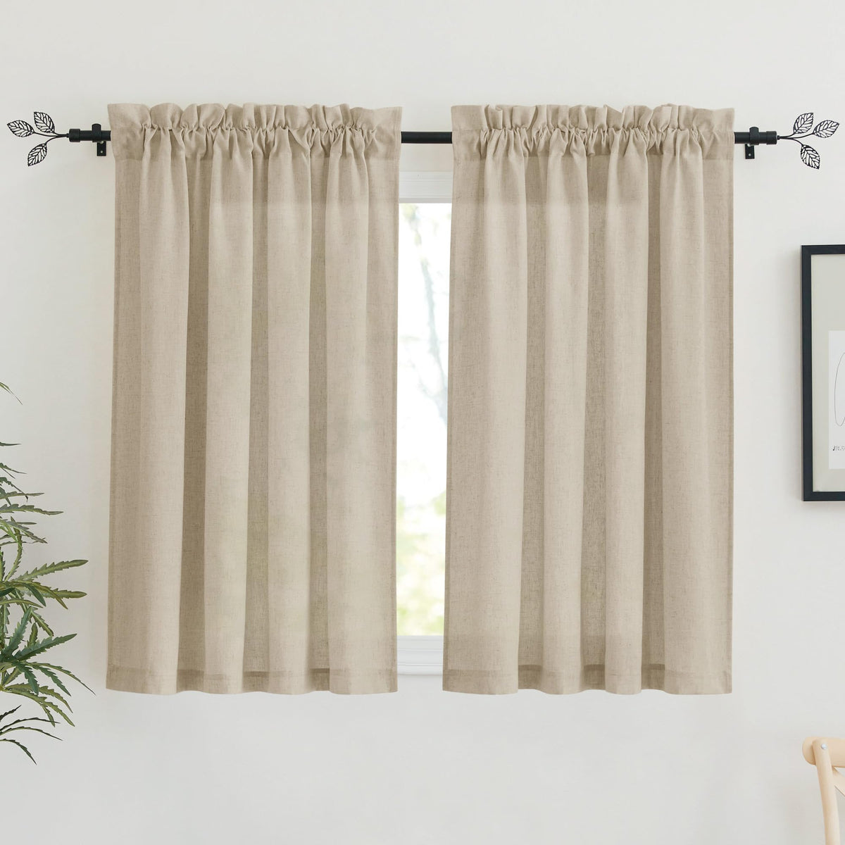 RYB HOME White Semi Sheer Curtains 84 inches Long for Living Room