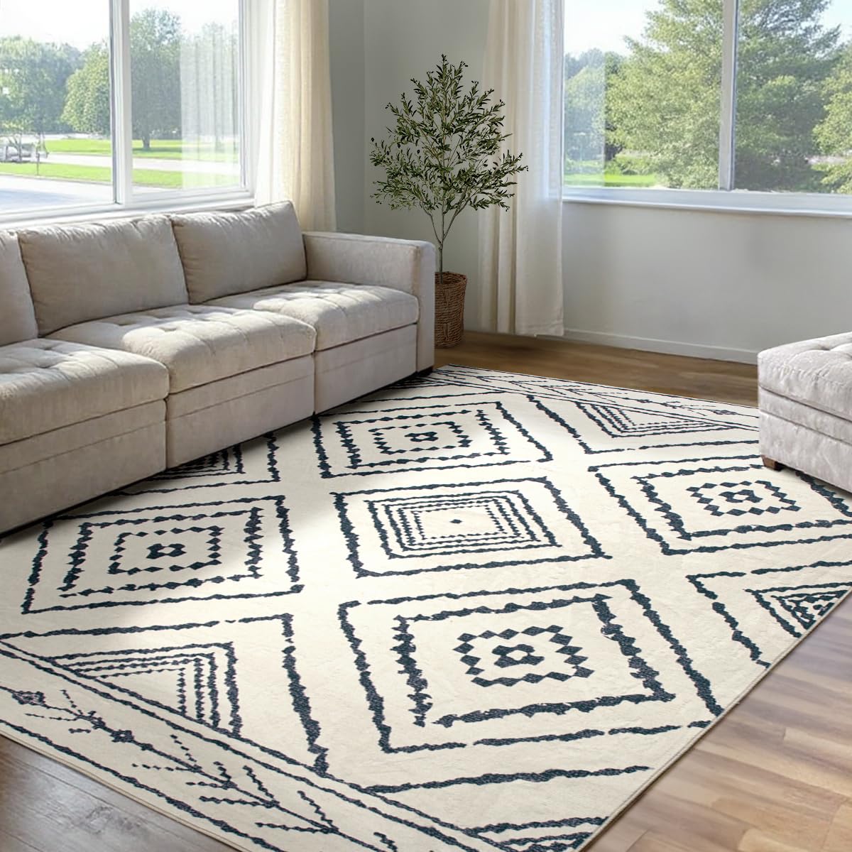 BESTSWEETIE 5'x7' Washable Area Rug for Living Room Bedroom Lightpink