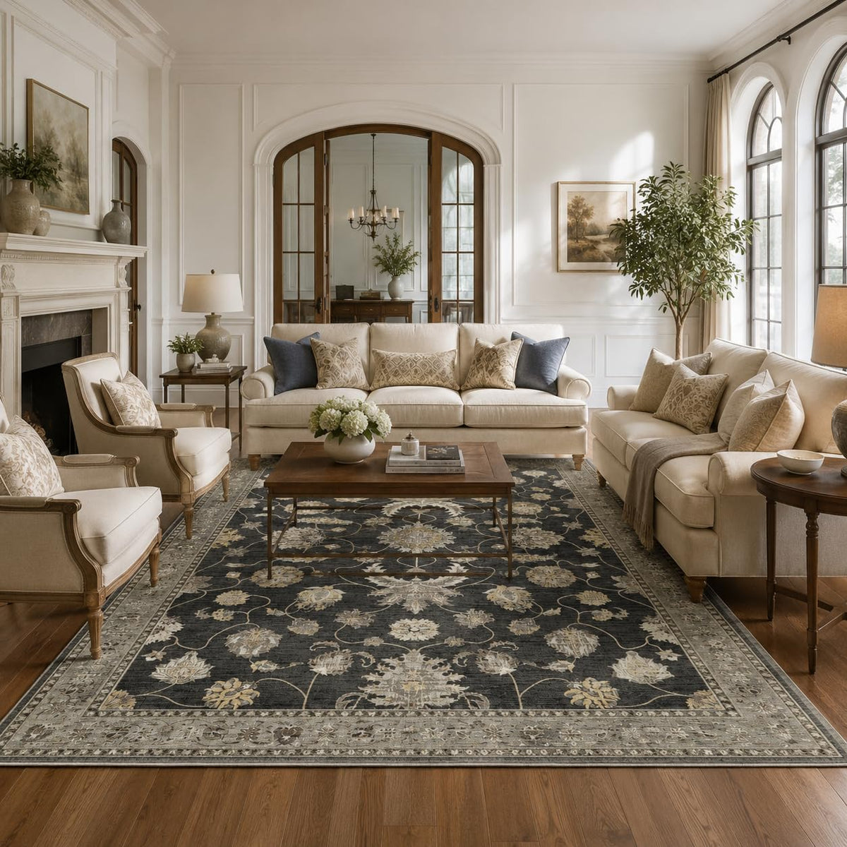 8x10 Area Rugs Living Room: Bedroom Vintage Washable Carpet Beige