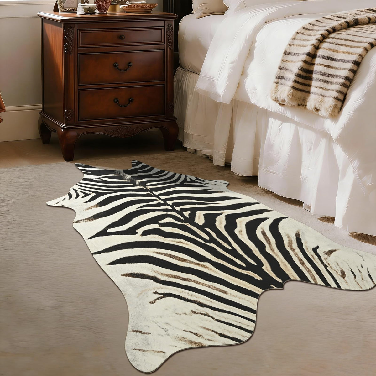 BENRON Faux Cowhide Rug, Cow Print Rug for Living Room Bedroom 4.6x5.2ft