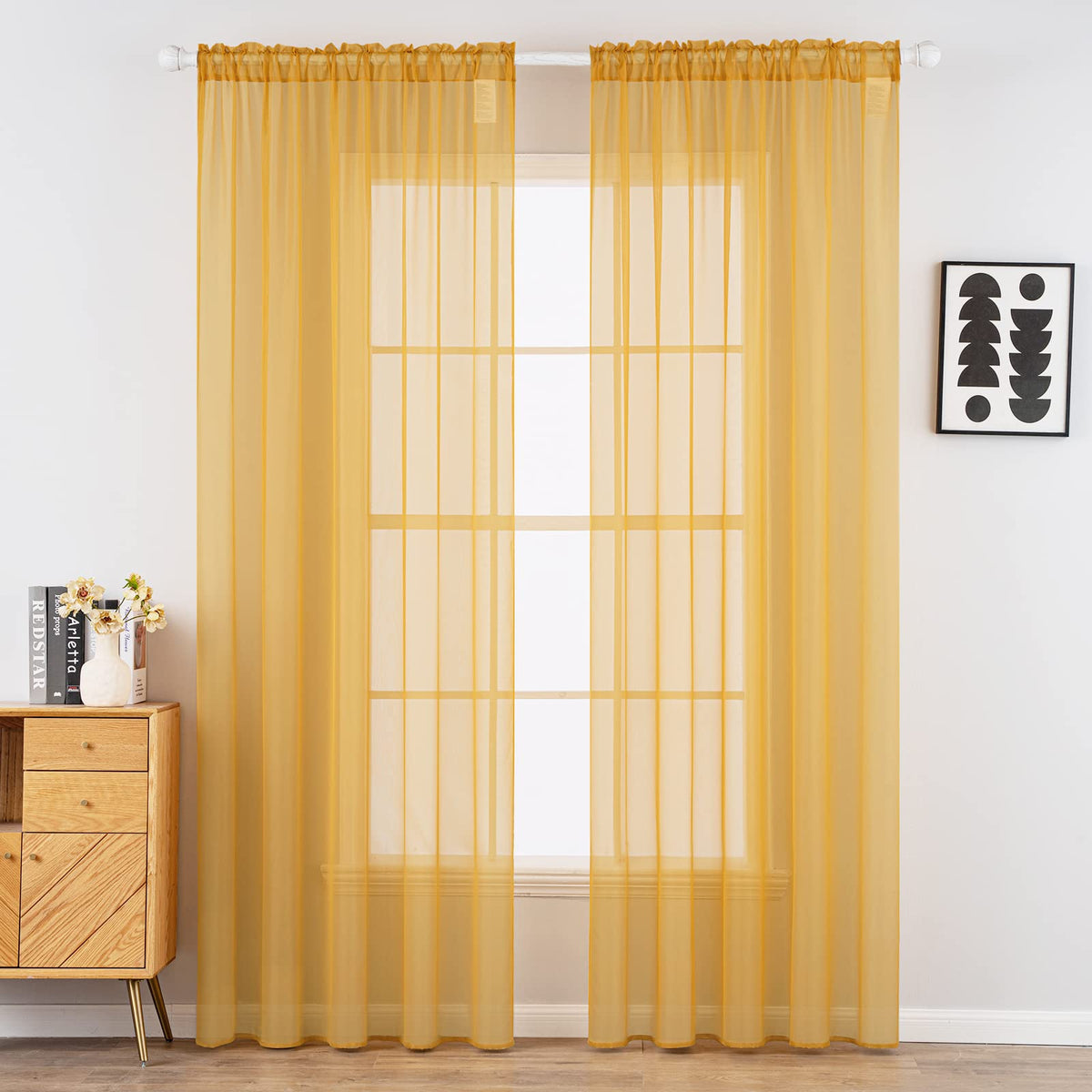 MIULEE 2 Panels White Sheer Curtains for Living Room 54 X 105 Inches