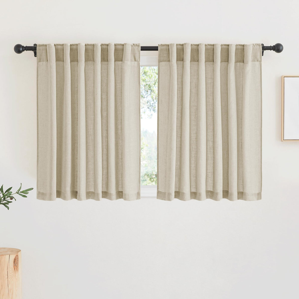 RYB HOME White Sheer Curtains for Living Room Patio Glass Door, W52 x L95
