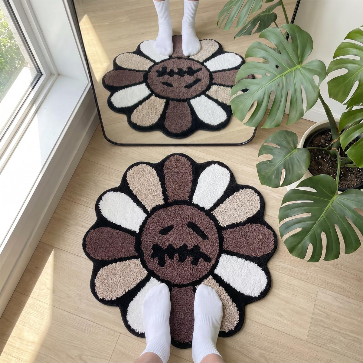 Trippy Happy Face Rug Cool Rugs Graphic Design Tufted Bathroom Rugs