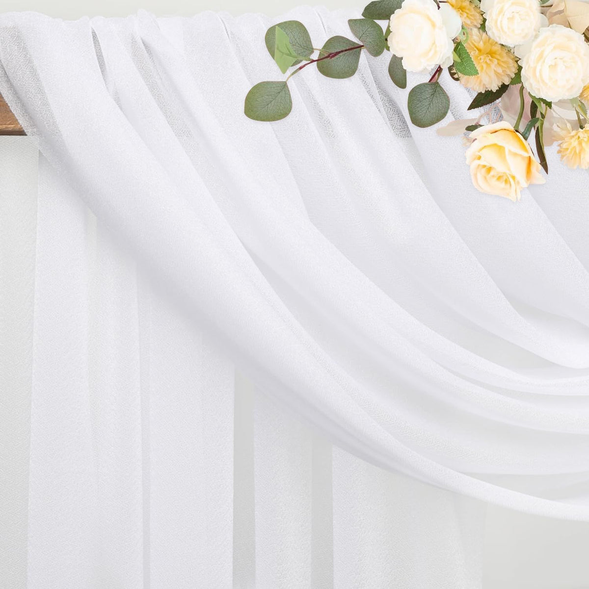 Wokceer White Wedding Arch Draping Fabric Backdrop Drapes Sheer 28.7"x 20FT