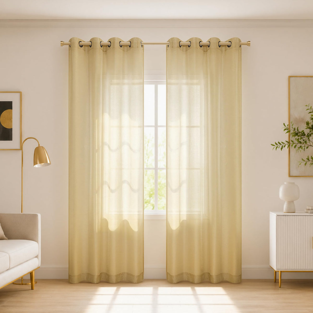 Mrs.Naturall Black Sheer Curtains 84 Inches Long for Living Room Set of 2 Panels Ring Grommet Window Curtain Panels for Bedroom 52x84 Inch Length