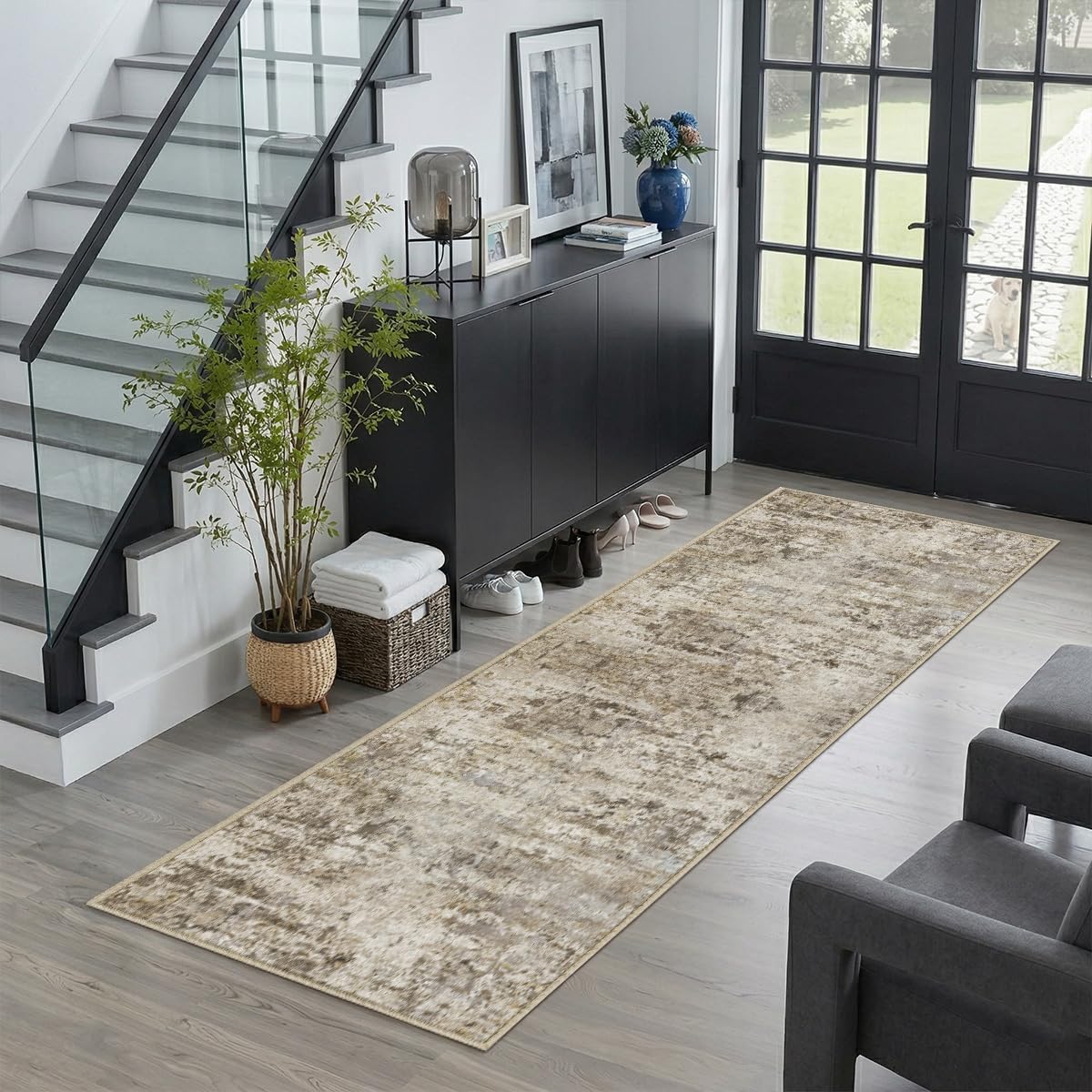 8x10 Area Rugs Living Room: Bedroom Vintage Washable Carpet Beige