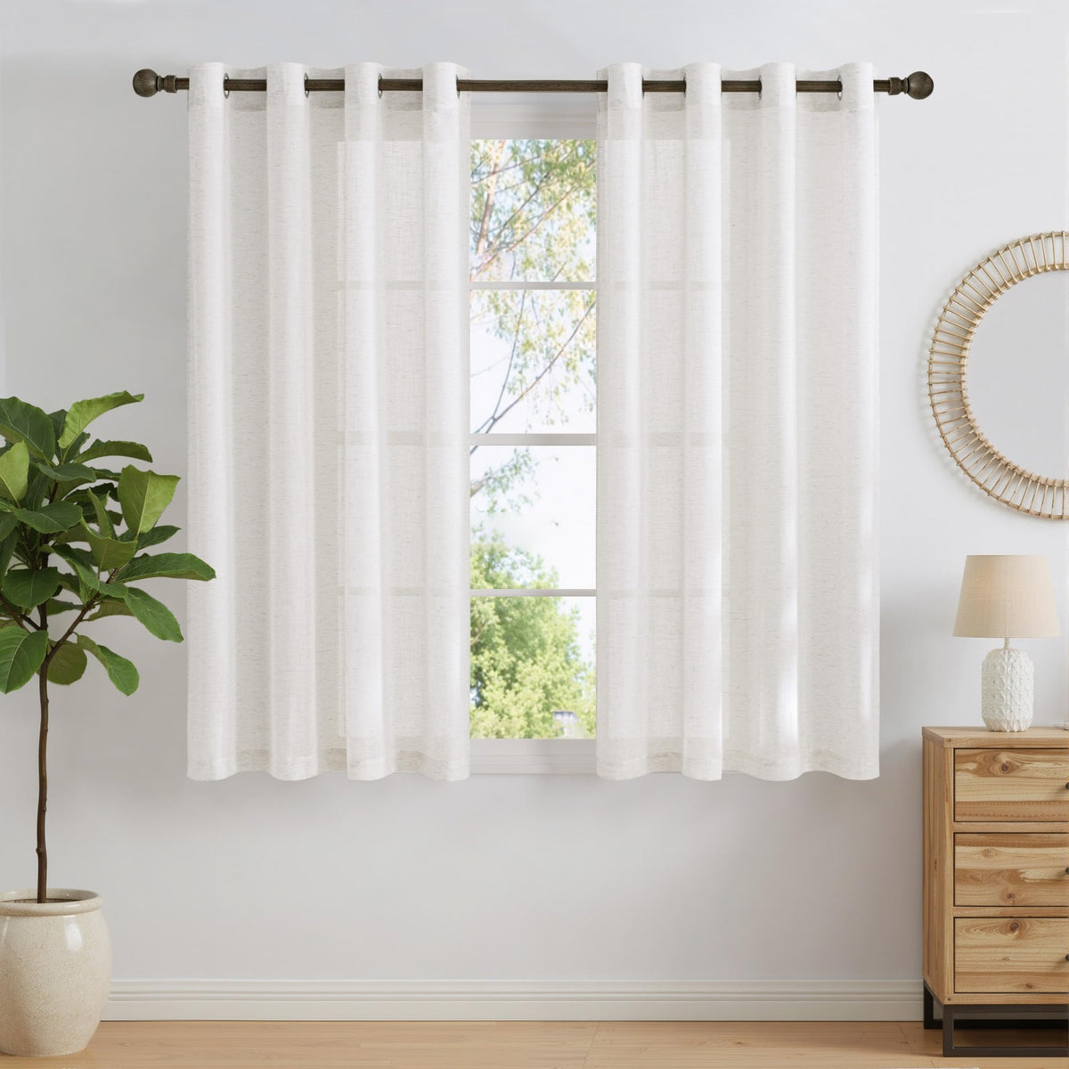 NICETOWN White Sheer Curtains for Windows 84 Inch Length, 52" W, 2 Panels