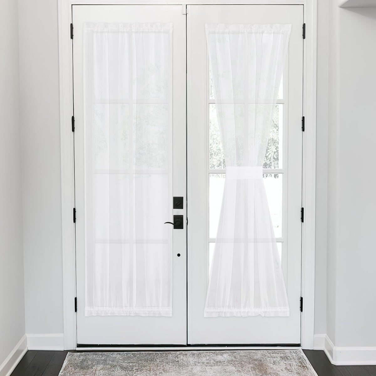 NICETOWN White 2 Panels French Door Curtains for Front Back Window Cover