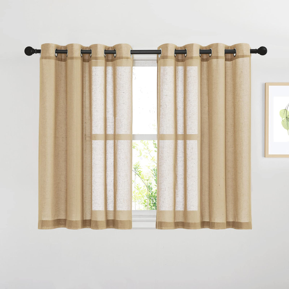 NICETOWN White Sheer Linen Curtains 84 Inch Length 2 Panels Set, W52xL84