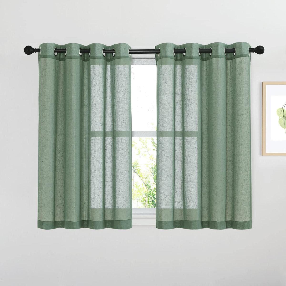 NICETOWN White Sheer Linen Curtains 84 Inch Length 2 Panels Set, W52xL84