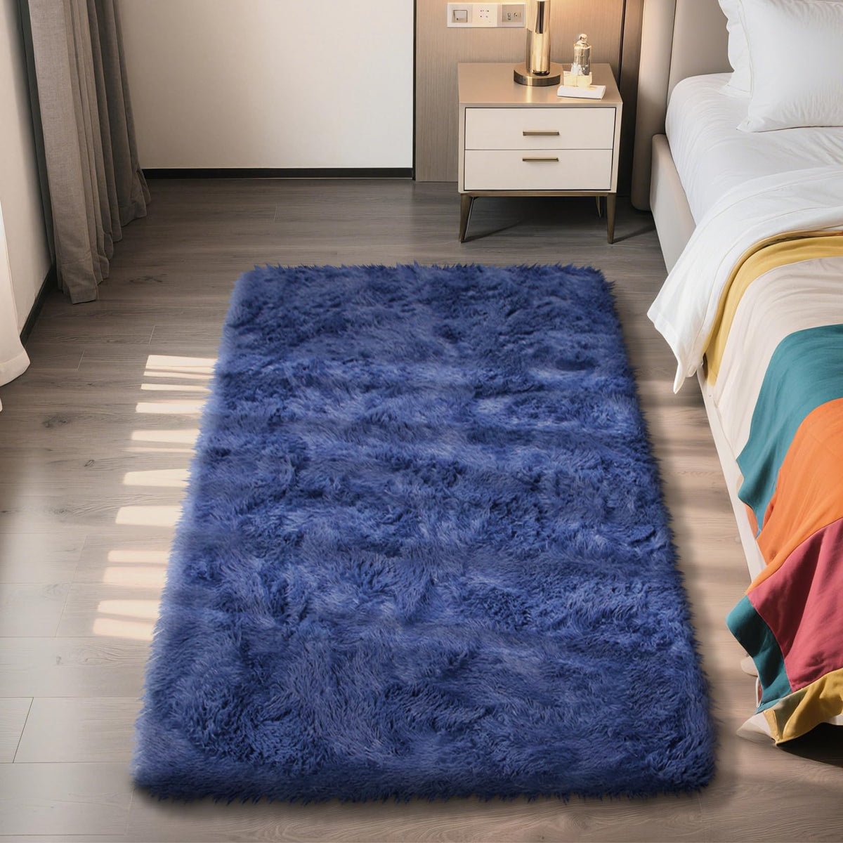 6x9 Black Fluffy Area Rug for Living Room,Large Shag Area Rugs for Bedroom