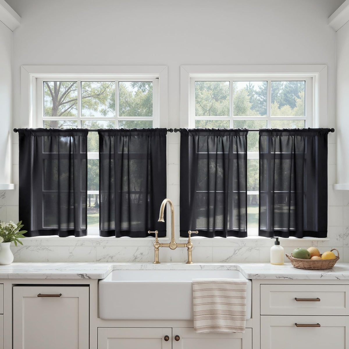 MIULEE White Sheer Curtains 84 Inches Long 4 Panels 42 x 84 Inches