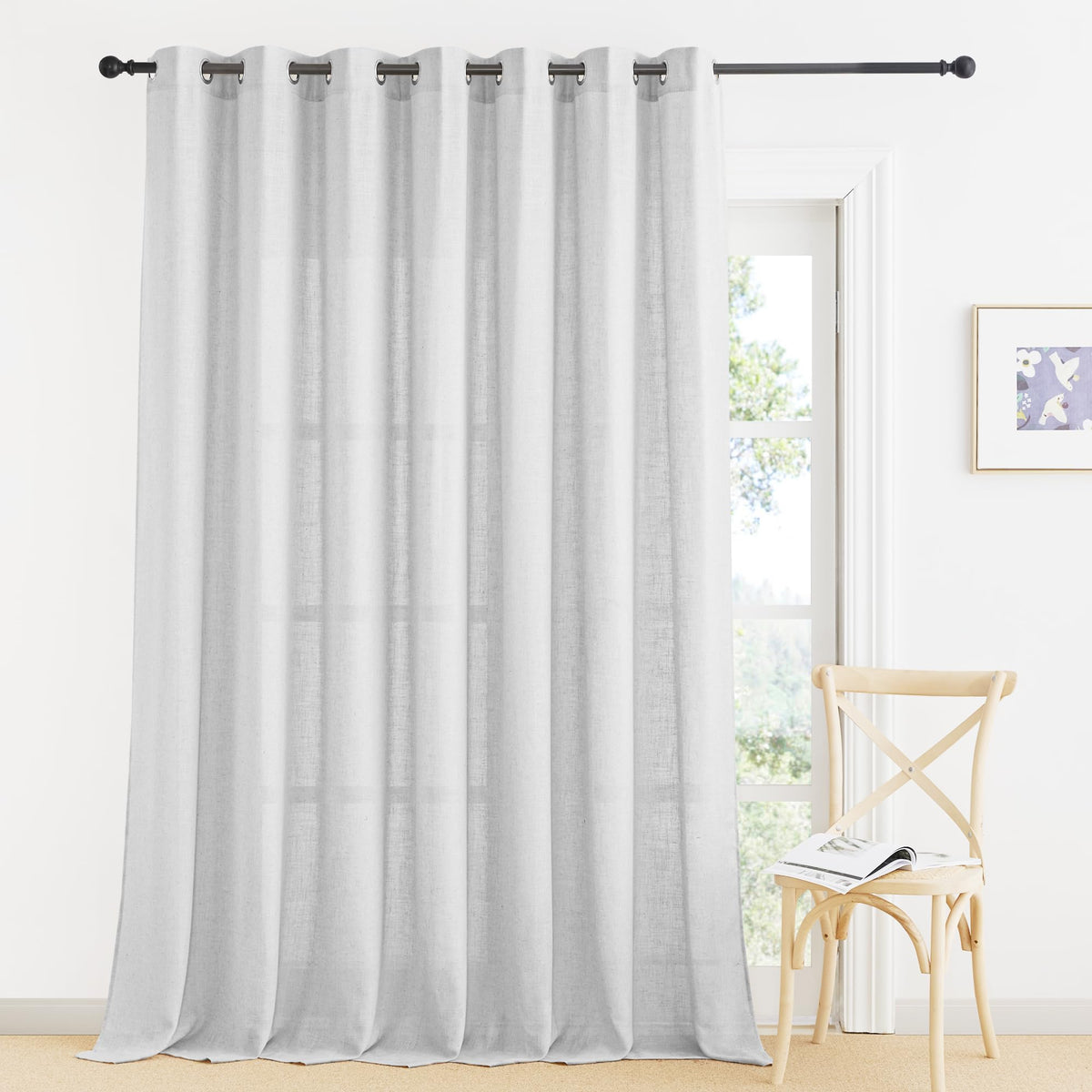 RYB HOME Sliding Patio Door Sheer Curtains, Extra Wide Room Divider Drape