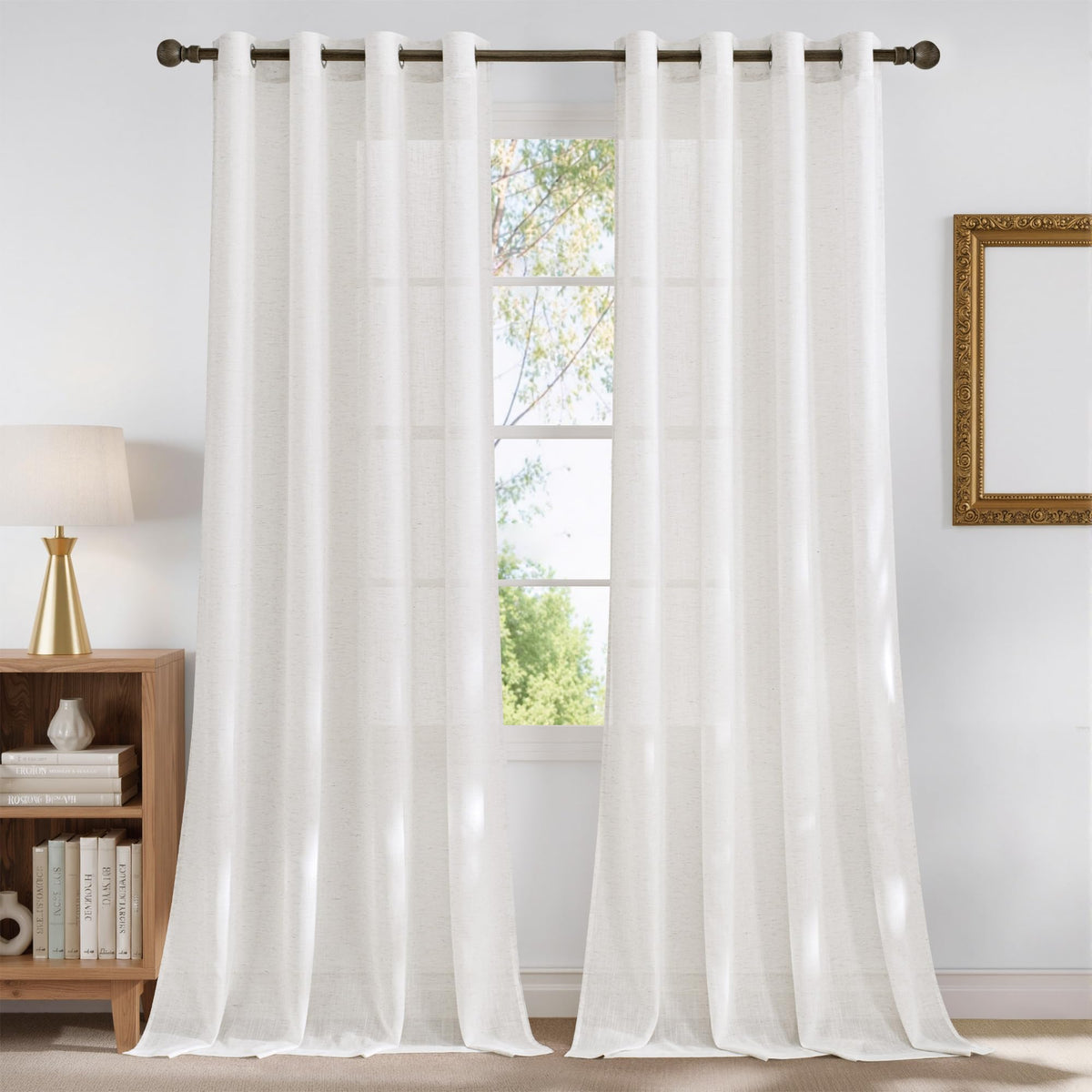 NICETOWN White Sheer Curtains for Windows 84 Inch Length, 52" W, 2 Panels