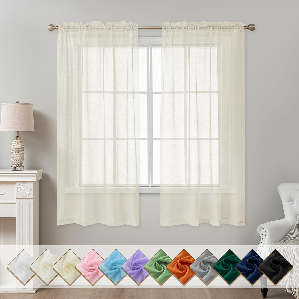 Natural Sheer Curtains 96 Inches Long Rod Pocket