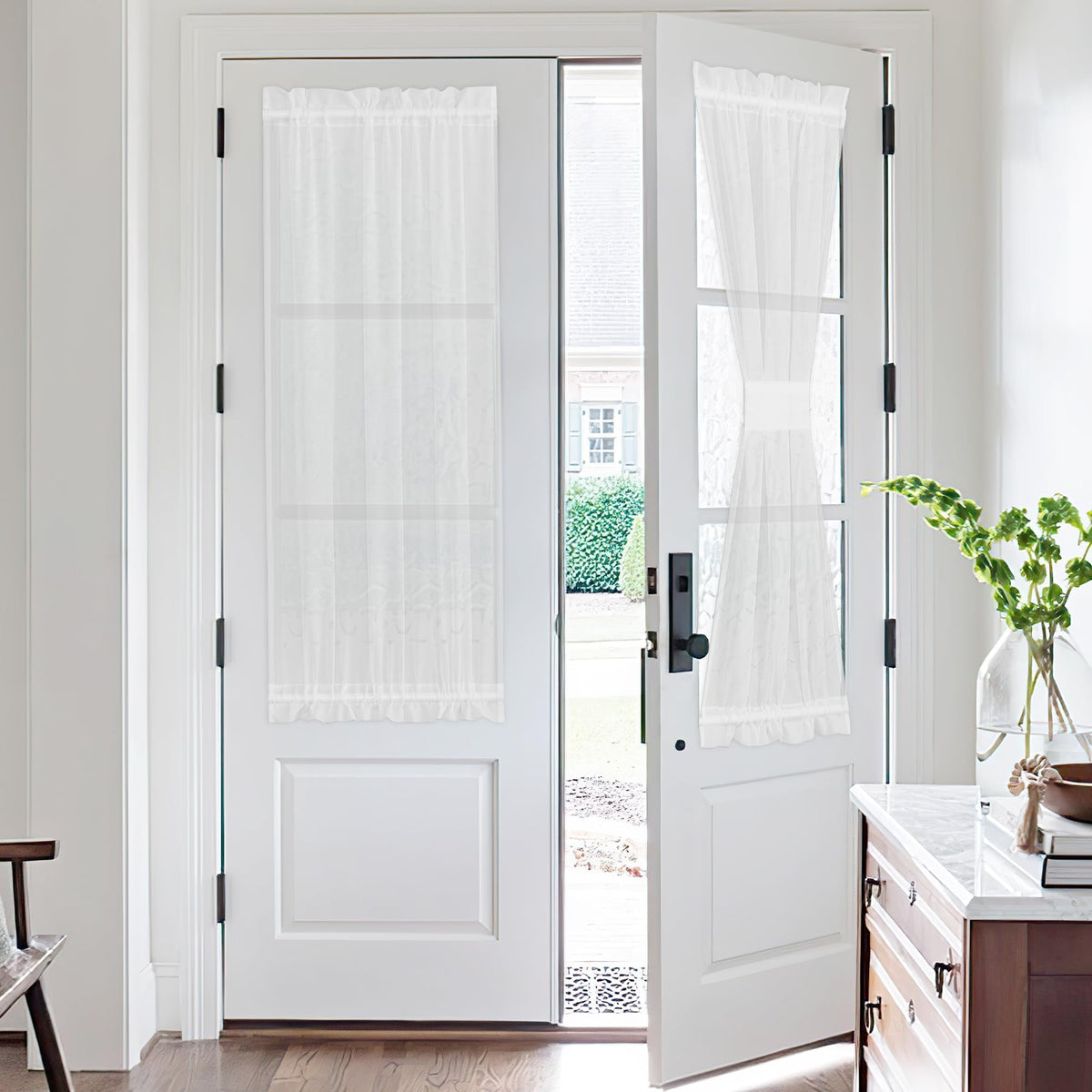 NICETOWN White 2 Panels French Door Curtains for Front Back Window Cover