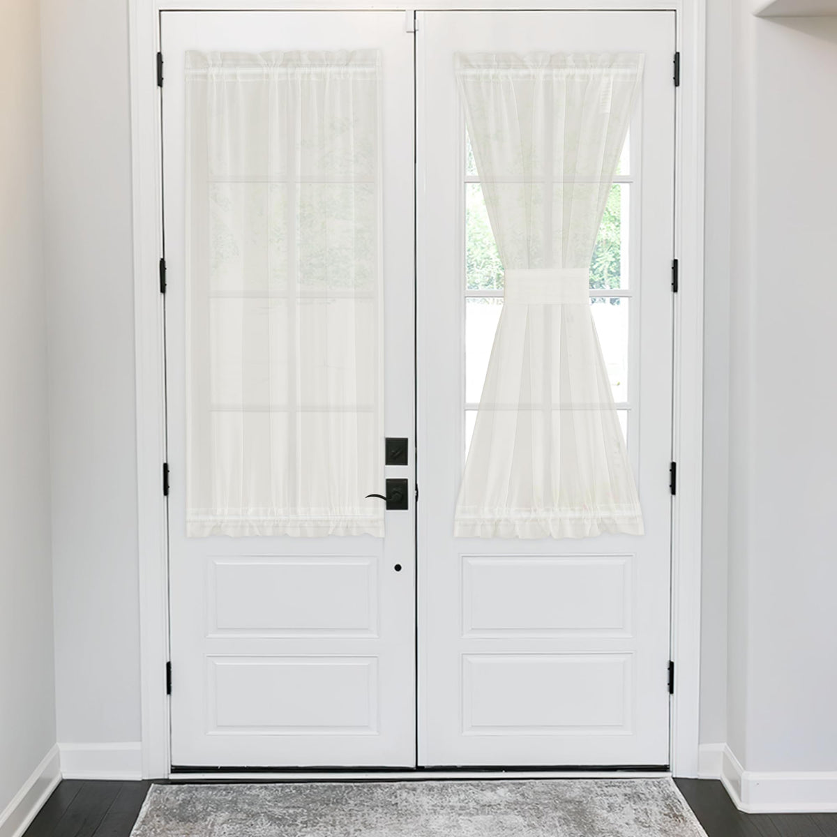 NICETOWN White 2 Panels French Door Curtains for Front Back Window Cover
