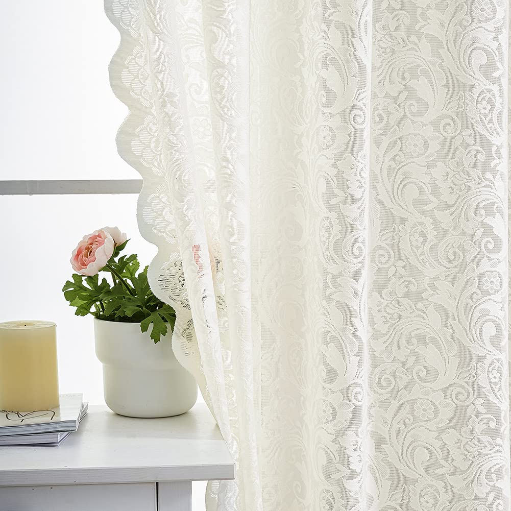 ALIGOGO Black Lace Curtains for Bedroom, Gothic Style, 52W x 63L Inch
