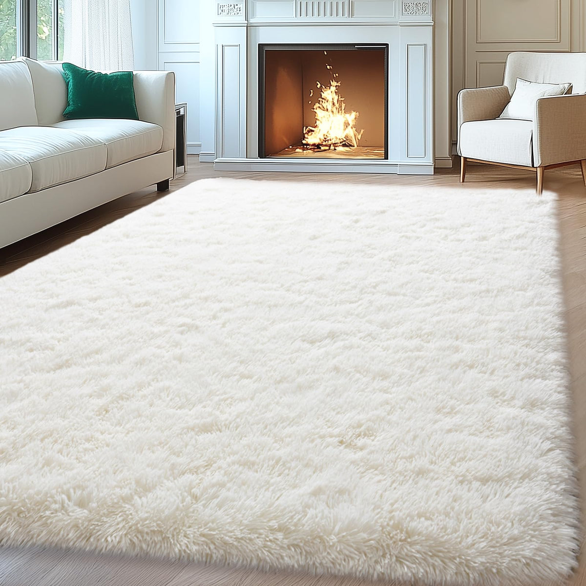 Mugorn 8x10 Area Rugs for Living Room, Large Fluffy Black Rugs for Bedroom