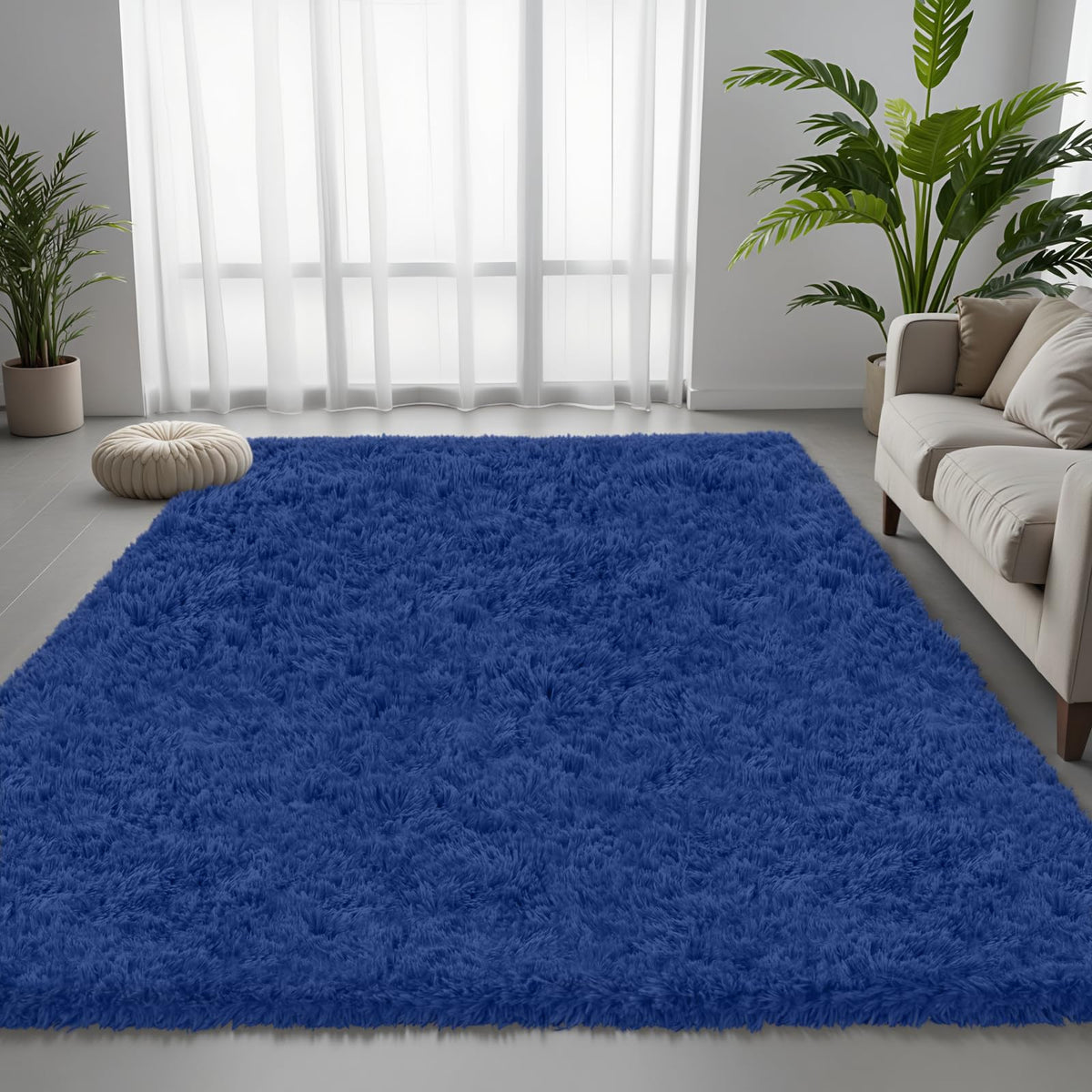 6x9 Black Fluffy Fuzzy Shag Area Rug for Living Room, Bedroom, Dorm Carpet