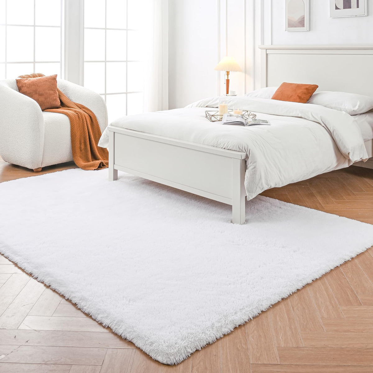 Fluffy Area Rug for Bedroom 5x7 Grey - Soft Shag Dorm Decor Carpet