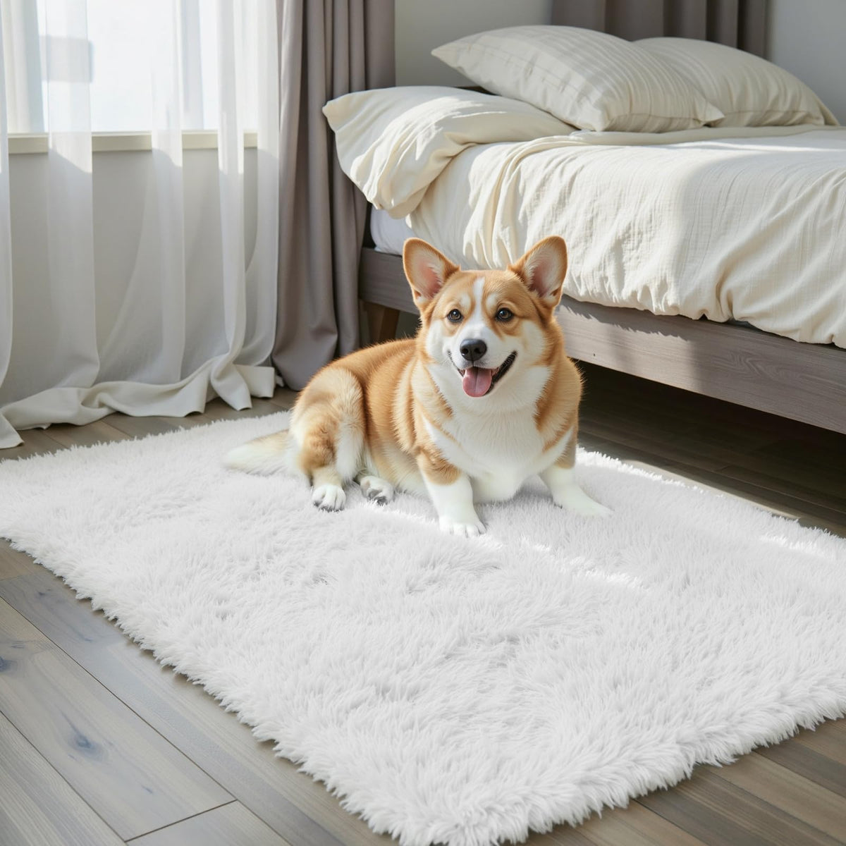 8x10 Area Rugs for Living Room,Light Grey Large Shaggy Soft Plush Furry Rug