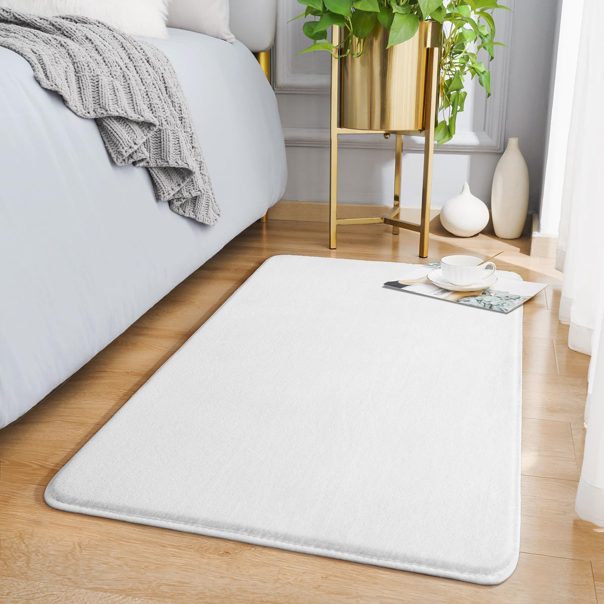 Amearea Modern Area Rugs for Bedroom Living Room, 4x6 Black Memory Foam Rug