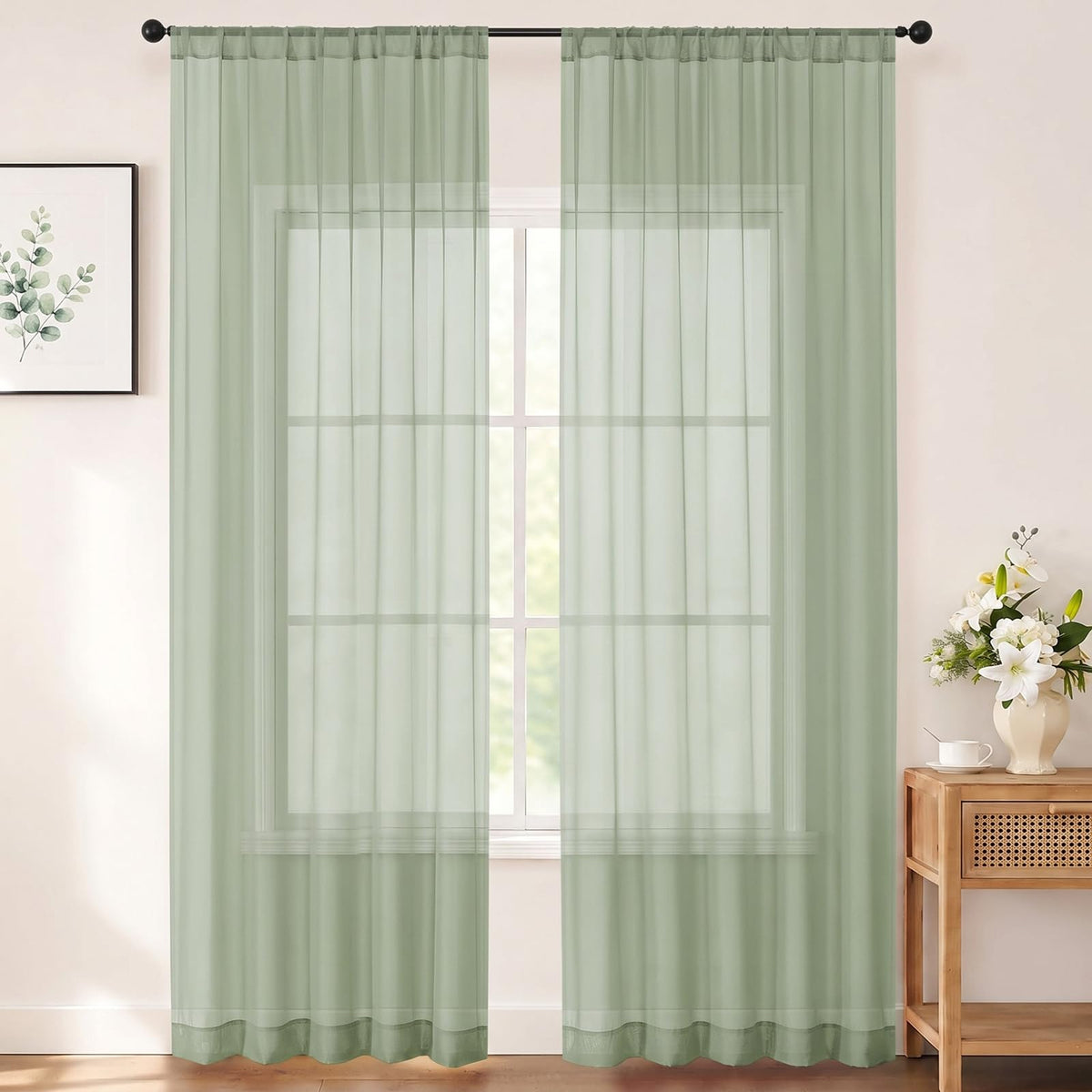 Chyhomenyc White Sheer Curtains 84 inch Long for Living Room, 2 Panels