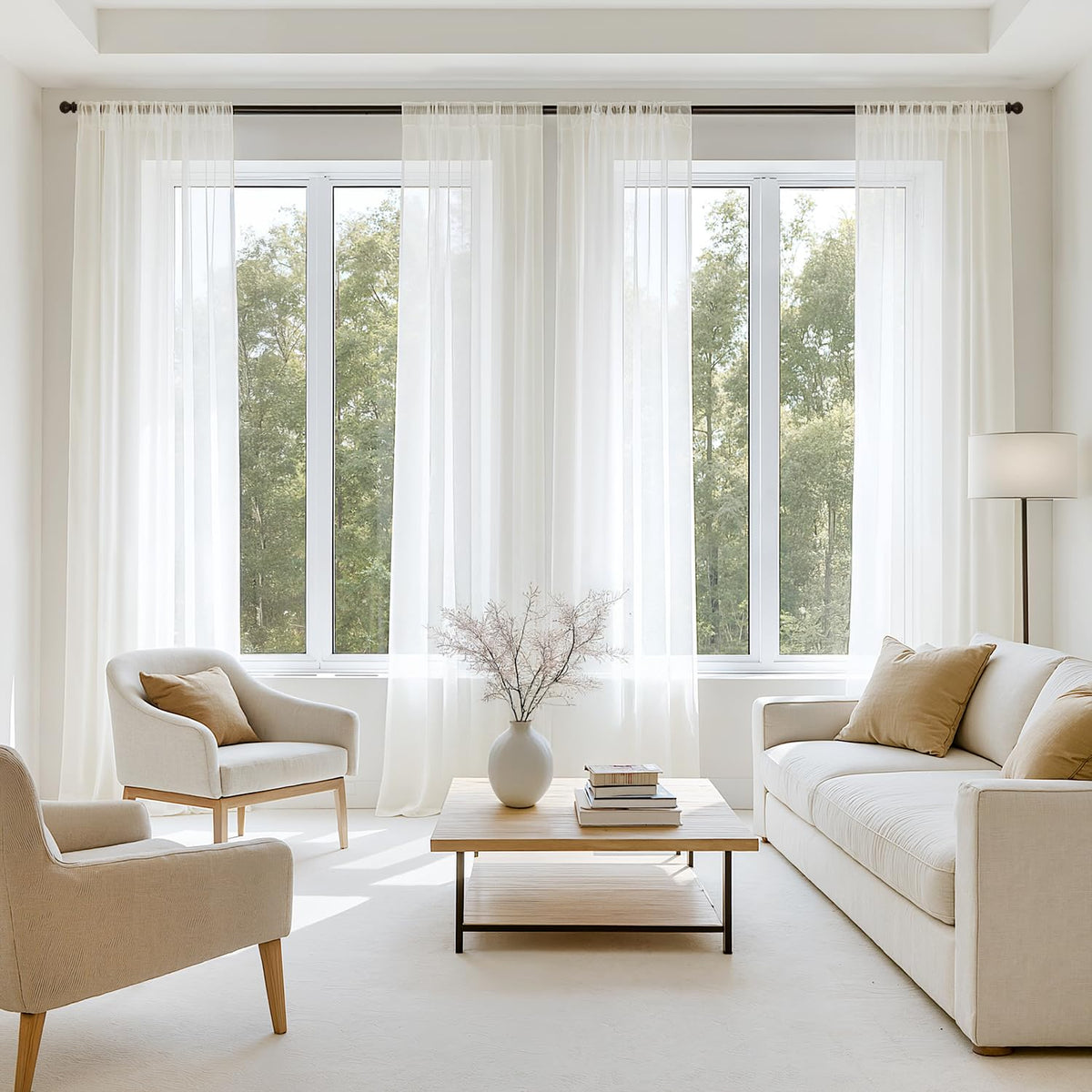 MIULEE White Sheer Curtains 84 Inches Long 4 Panels 42 x 84 Inches