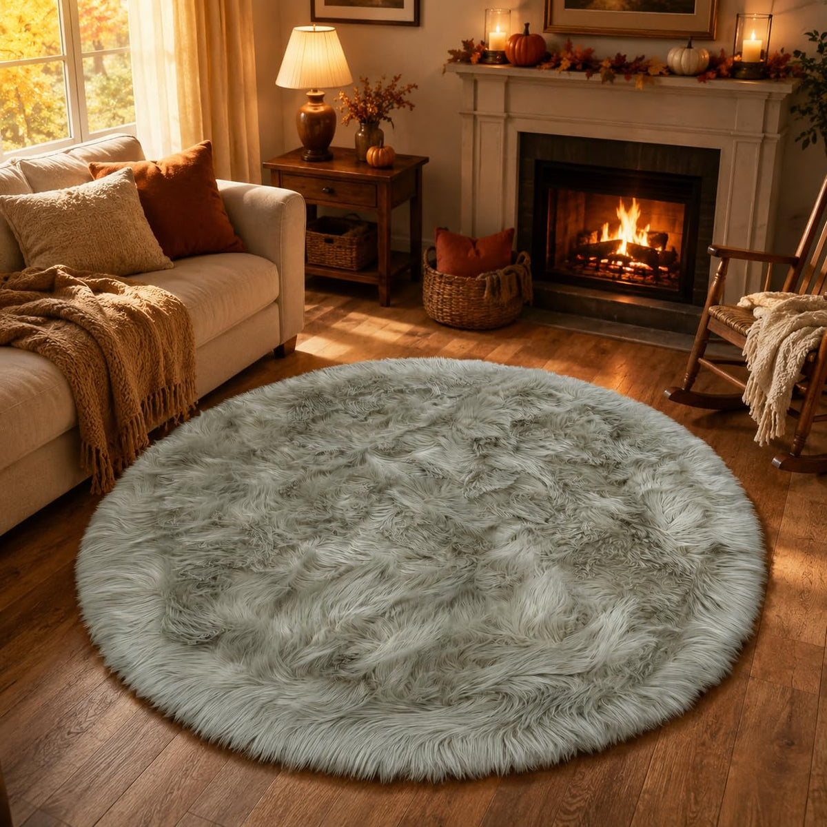 EasyJoy Ultra Soft Fluffy/Fuzzy Shaggy Area Rug Faux Fur Chair Cover Seat Pad for Bedroom Floor Sofa Living Room (2 x 6 ft Sheepskin, Beige)