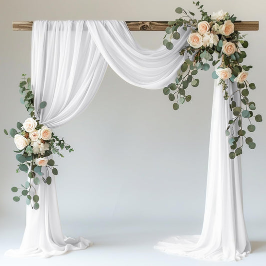 Wokceer White Wedding Arch Draping Fabric Backdrop Drapes Sheer 28.7"x 20FT
