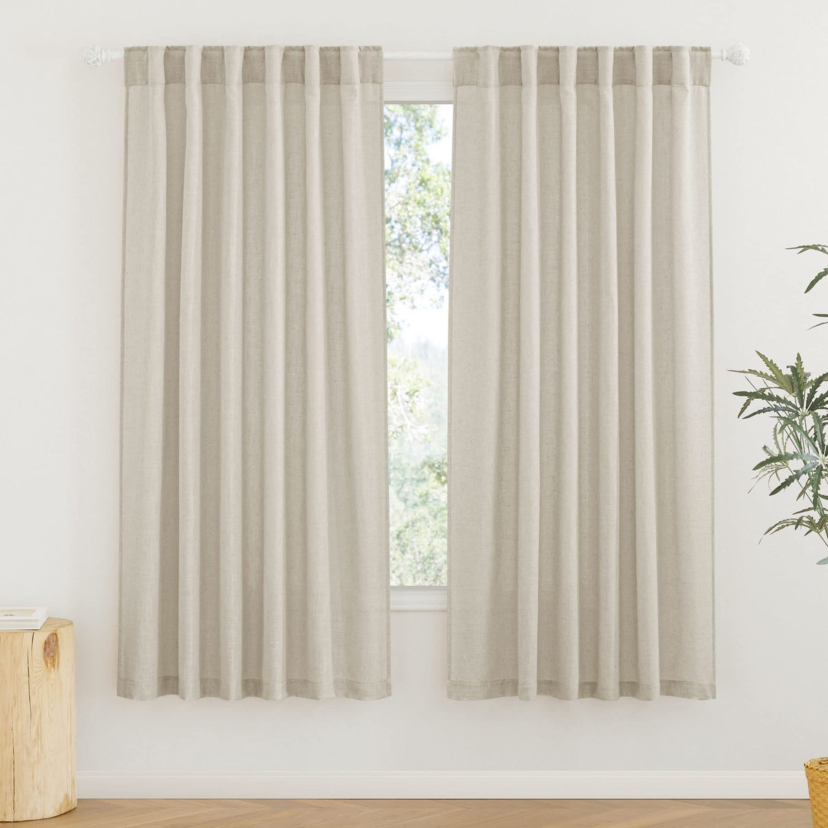RYB HOME White Sheer Curtains for Living Room Patio Glass Door, W52 x L95