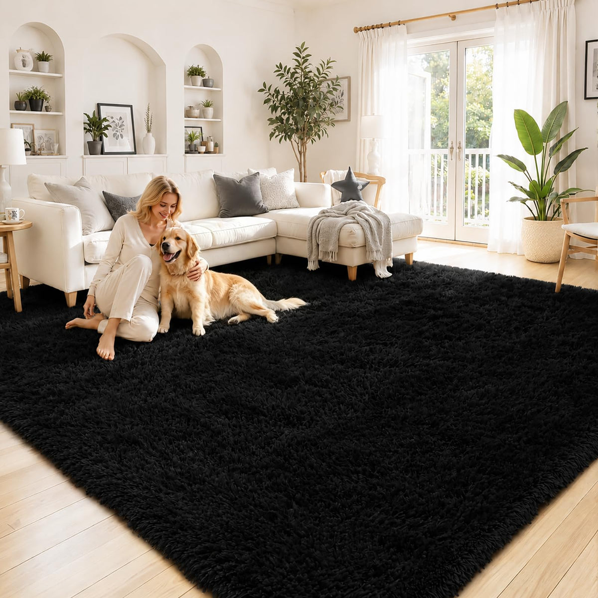 8x10 Area Rugs for Living Room,Light Grey Large Shaggy Soft Plush Furry Rug