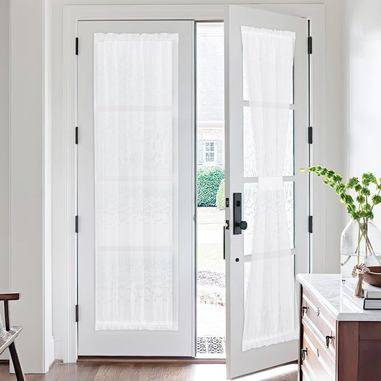 NICETOWN White 2 Panels French Door Curtains for Front Back Window Cover