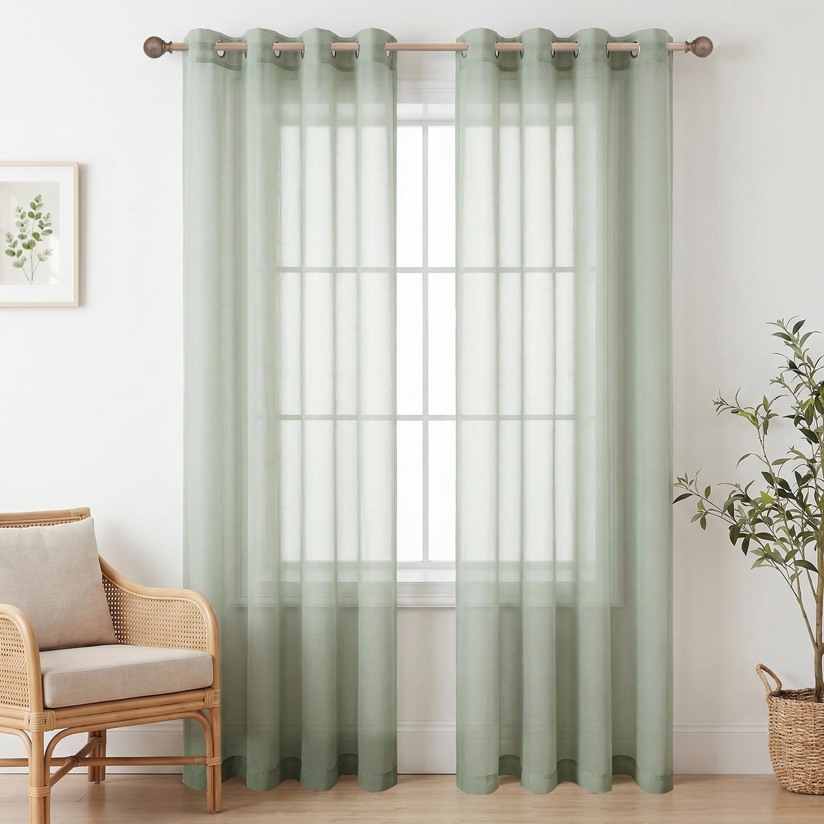 Mrs.Naturall Black Sheer Curtains 84 Inches Long for Living Room Set of 2 Panels Ring Grommet Window Curtain Panels for Bedroom 52x84 Inch Length
