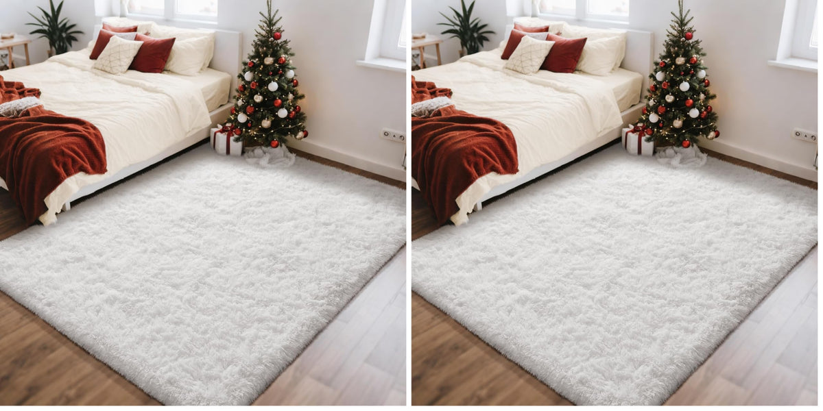 Ophanie 5x7 Area Rugs for Living Room Ivory, Fluffy Shag Large Fuzzy Plush Soft Rug, Shaggy Floor Big Carpets for Bedroom Nursery, Kids Home Decor Aesthetic with Over 99 pcs Pile fibers