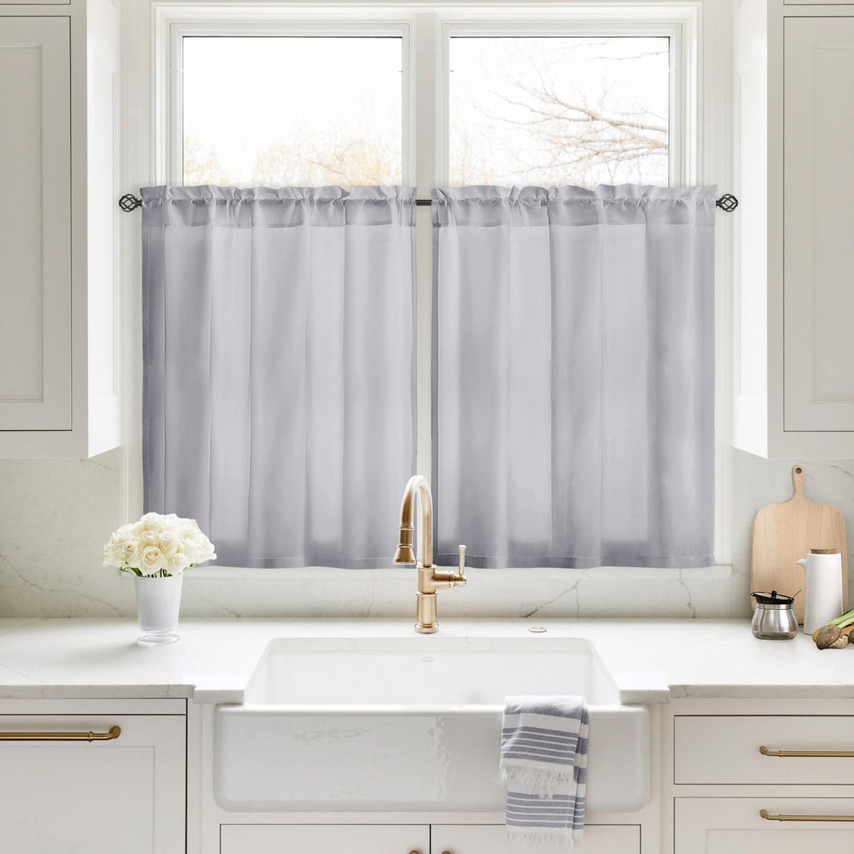 HOMEIDEAS Non-See-Through White Privacy Sheer Curtains, 52 X 96 Inches Long