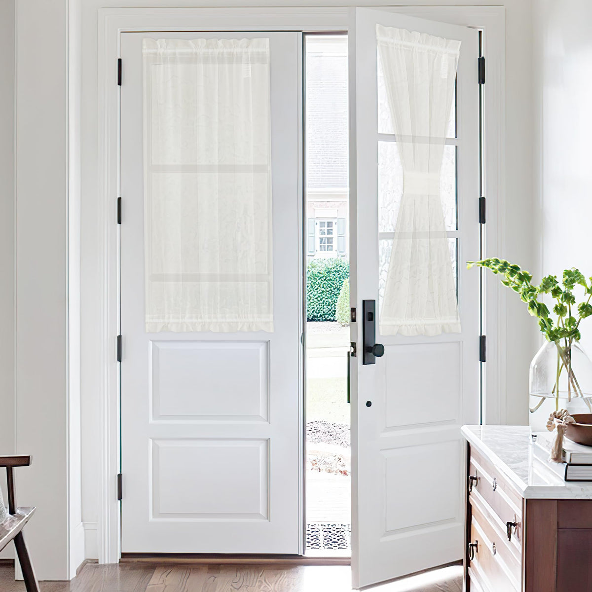 NICETOWN White 2 Panels French Door Curtains for Front Back Window Cover