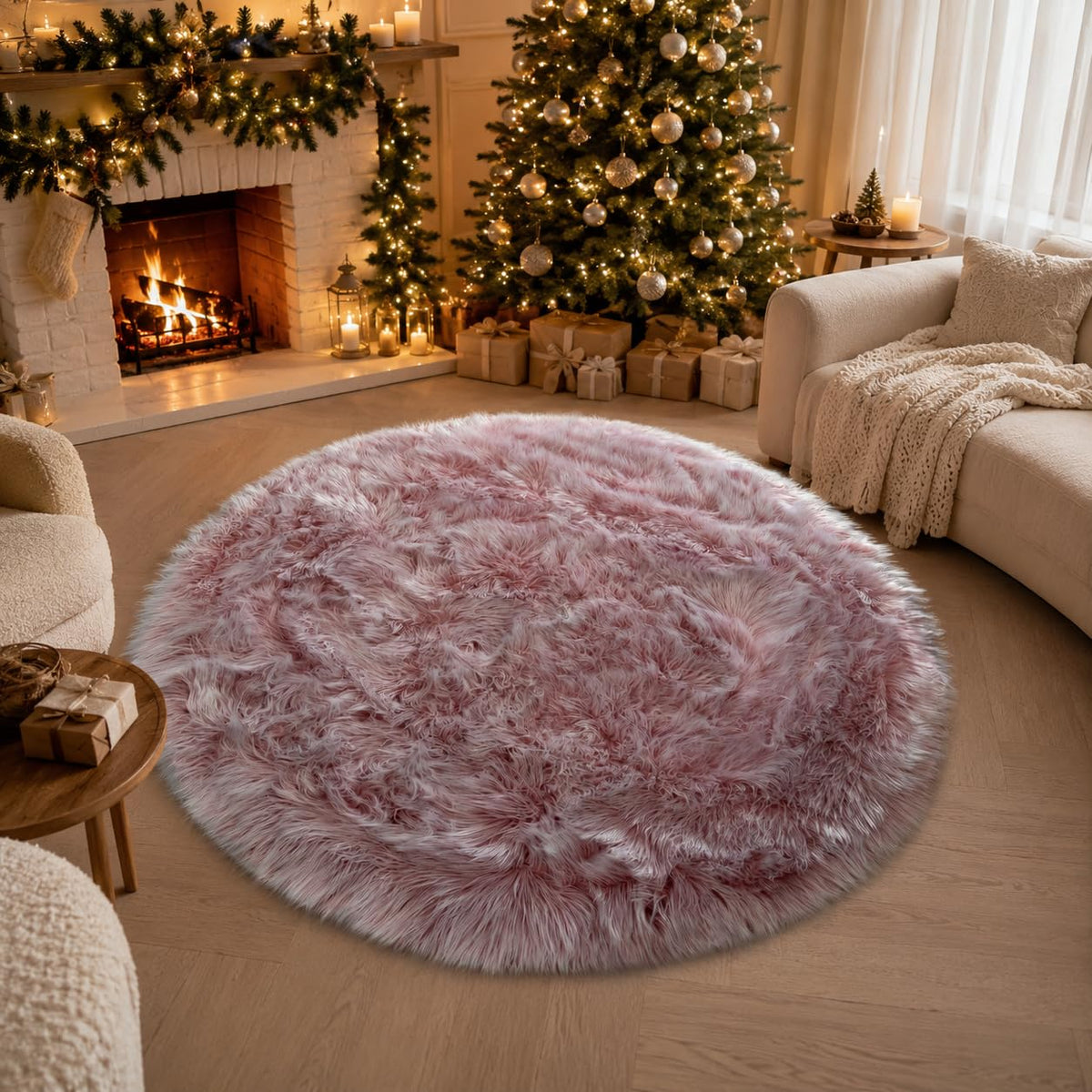 EasyJoy Ultra Soft Fluffy/Fuzzy Shaggy Area Rug Faux Fur Chair Cover Seat Pad for Bedroom Floor Sofa Living Room (2 x 6 ft Sheepskin, Beige)