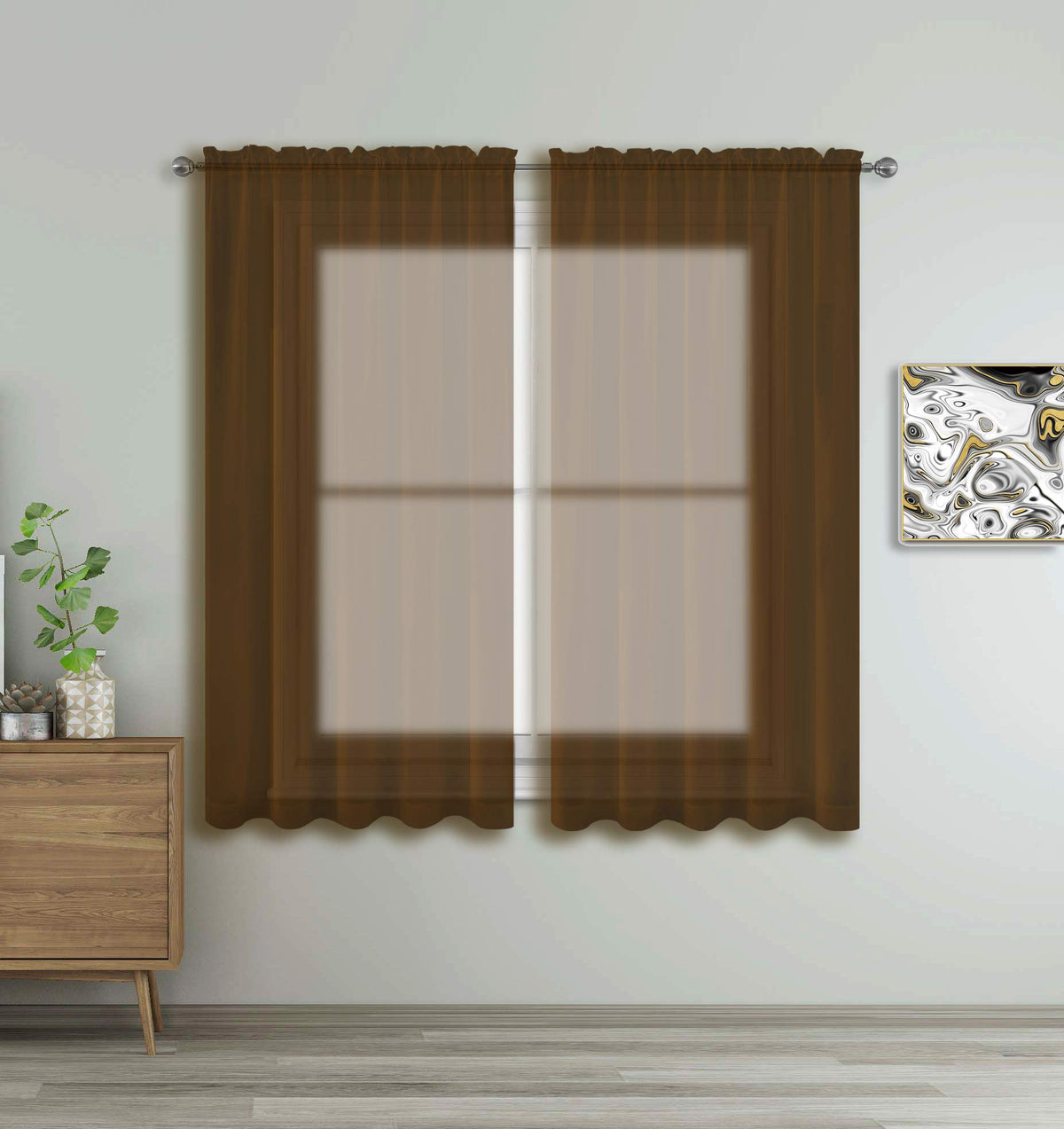 WPM Yellow Color Sheer Curtains 58" Wide x 84" Long 2 Panels Livingroom Window Treatment Rod Pocket Sheer Voile for Bedroom, Kitchen, Children Room Fully Stitched and Hemmed