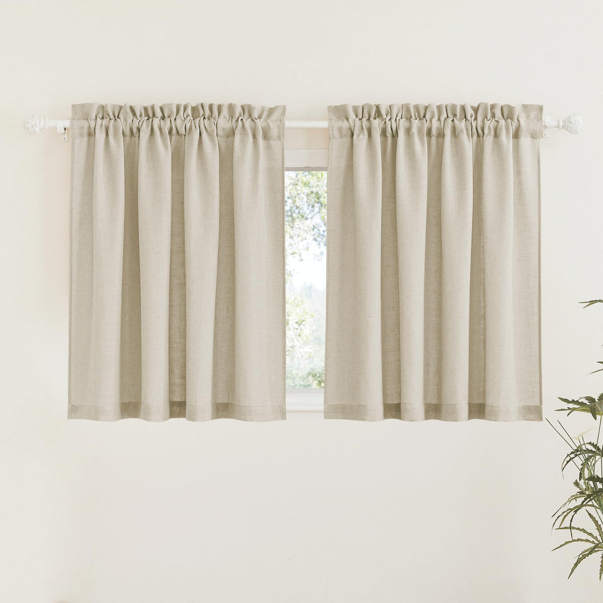 RYB HOME White Semi Sheer Curtains 84 inches Long for Living Room